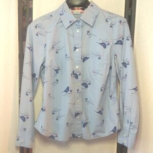 Boden Petite Classic Shirt Birds Size 6P
